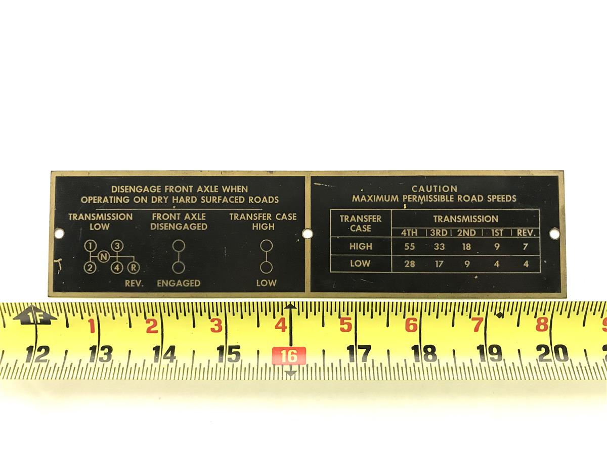 Disengage and Engage Front Axle Drive and Speed Data Plate